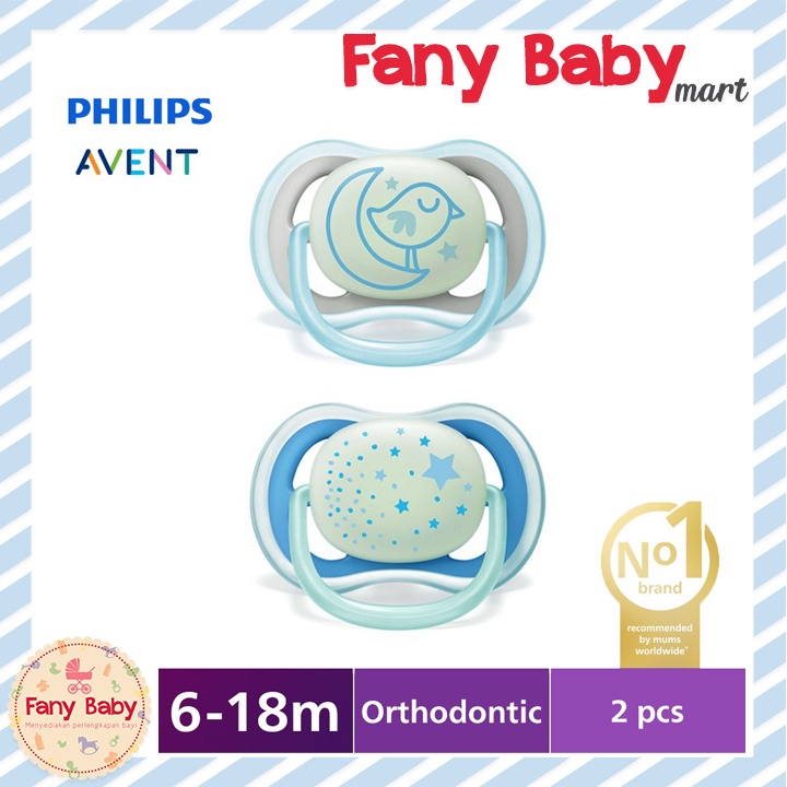 AVENT PACIFIER SOOTHER ULTRA AIR NIGHT BOY 6-18M - SCF376/21