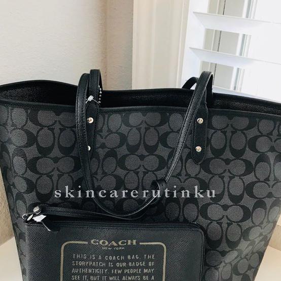 Dijual Coach Reversible Tote Bag In Signature Black Smoke - Original 100% Limited