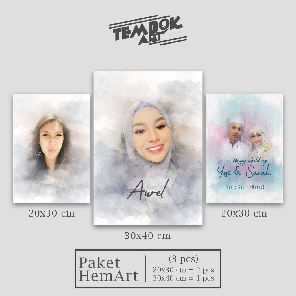 (Custom) 3 in 1 Poster Kayu - Paket HemArt Custom Wajah (Kado unik