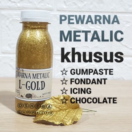 

[osheba] gumpaste pewarna metalic L - GOLD 100gr