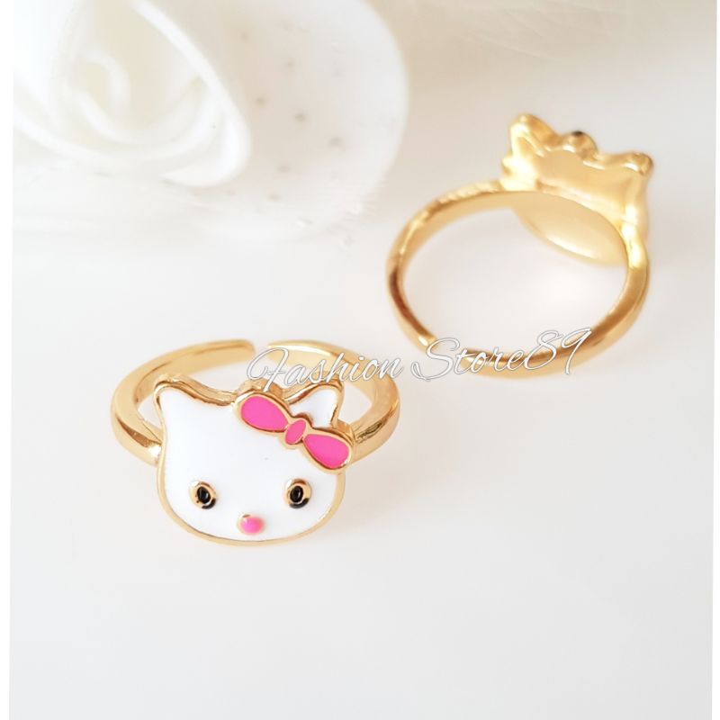 Cincin Anak Free Size Kitten Cincin lapis emas Yaxiya Replica Emas Impor Cincin Anak Karakter