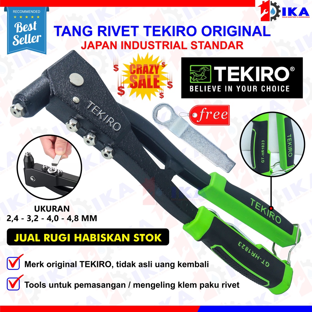 Tang Ripet Tembak 2.4 ~ 3.2 ~ 4.0 ~ 4.8 mm / Hand Rivet Riveter TEKIRO