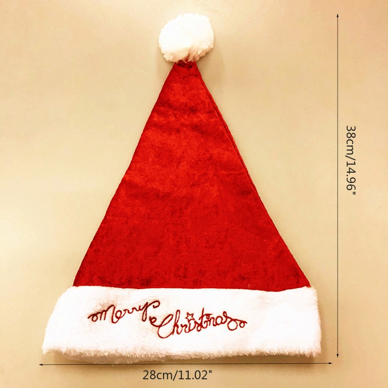 Topi Santa Bahan Plush Velvet Warna Merah Putih Untuk Pesta Natal