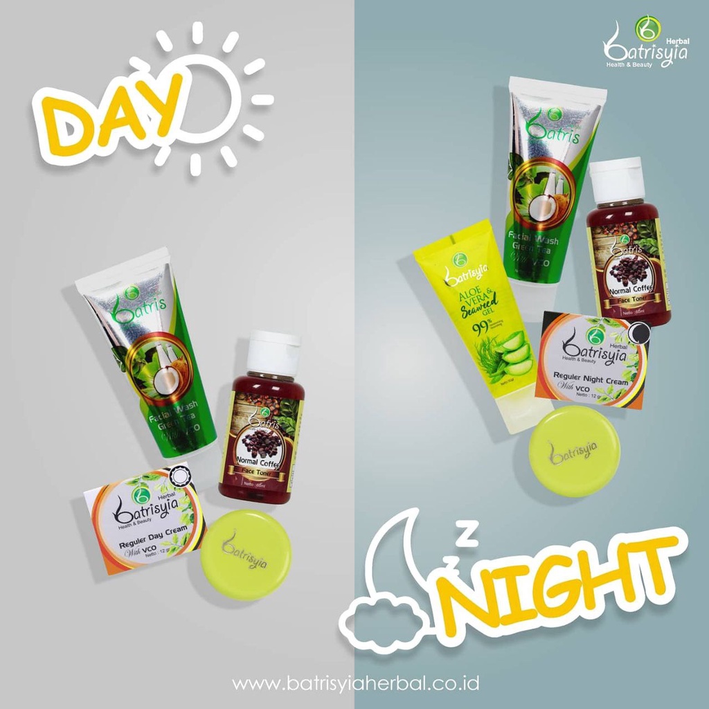 Cream Pemutih pelembab wajah BPOM Reguler series Batrisyia Paket Skincare Perawatan kulit kering