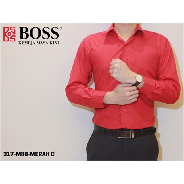 Kemeja Pria BOSS warna Merah