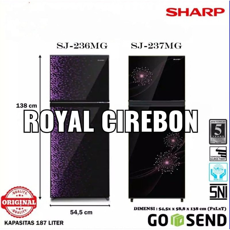 Kulkas Sharp 2pintu new SJ-236/237 MG kota cirebon garansi 5thn