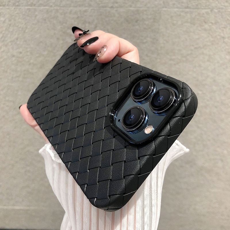 Cocok Untuk IPhone 14,13,12,11 Pro X XS MAX XR Ultrathin Canggih Thermal Dissipation Casing Woven Leather Case