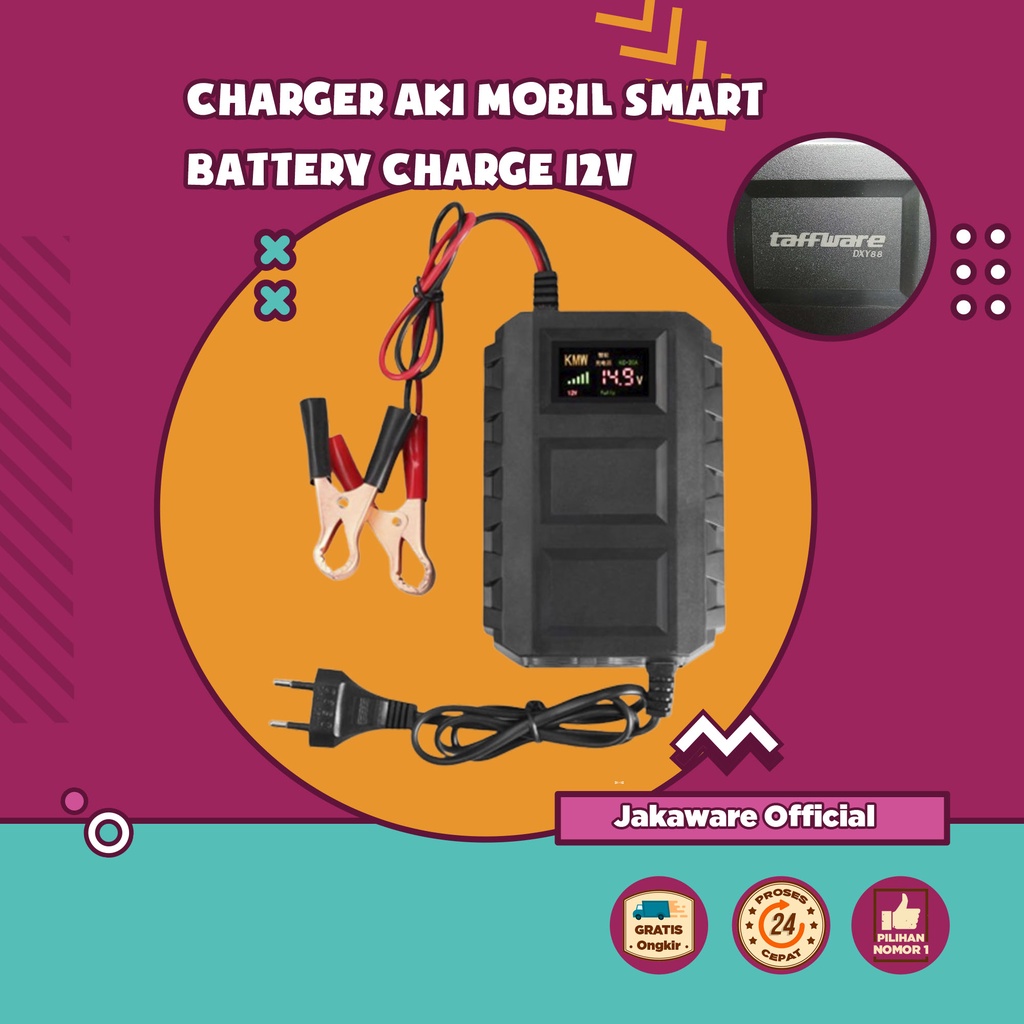 CHARGER AKI MOBIL SMART BATTERY CHARGE 12V 20-120AH ALAT PENGECAS ACCU PORTABLE CASAN TRUCK MOTORCYC