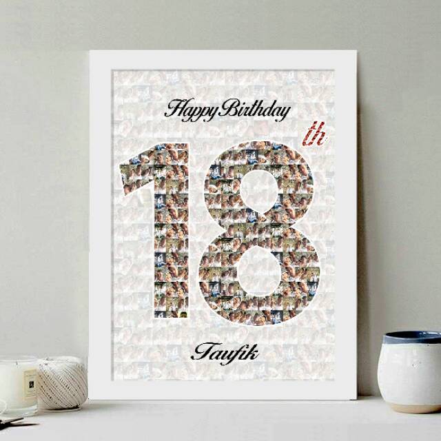 Foto mozaik  shape angka, kado ultah, kado anniversary, kado ulang tahun, kado mozaik, kado pacar, k