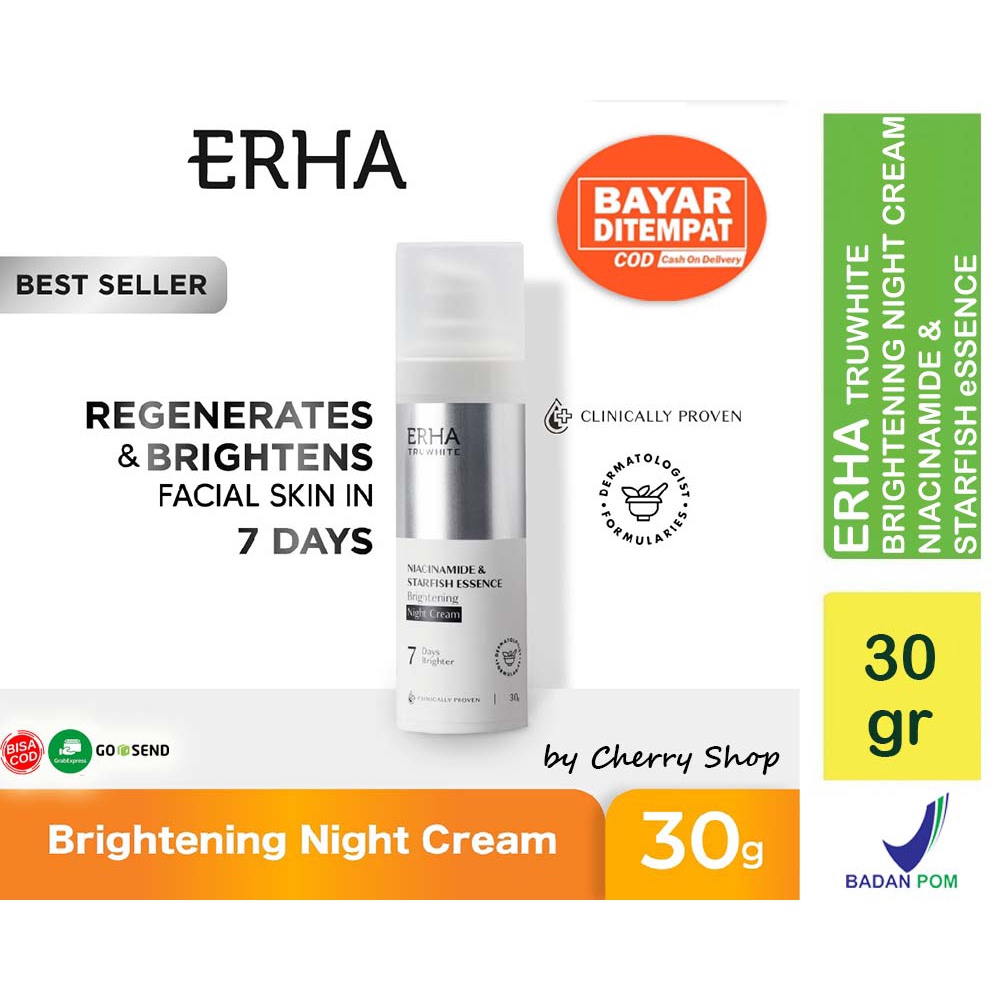 [NIGHT CREAM] [30GR] [BPOM] ERHA Truwhite Niacinamide & Starfish Essence Brightening Night Cream 30g