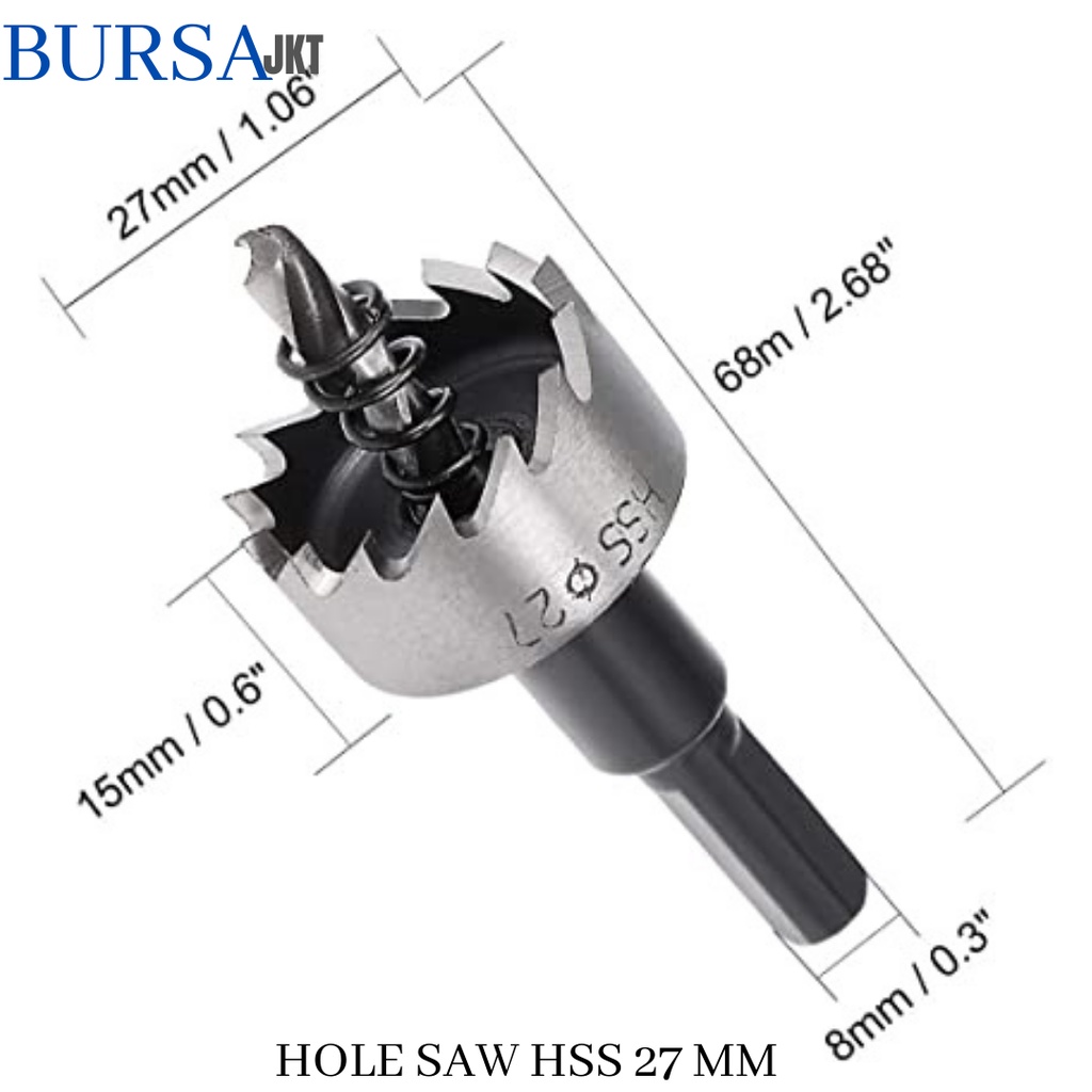 MATA BOR HOLE SAW STAINLESS STEEL PELUBANG BESI PLATE METAL DRILLING LOGAM 27 MM