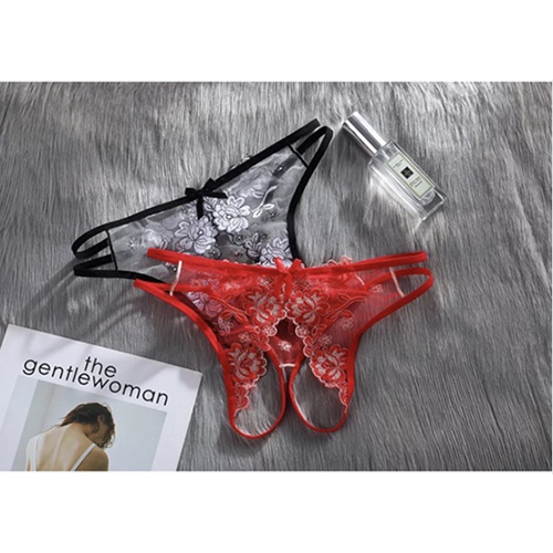 Celana Dalam Wanita thong Sexy Open crotch G String Bunga Transparan Lingerie Seksi 3C085