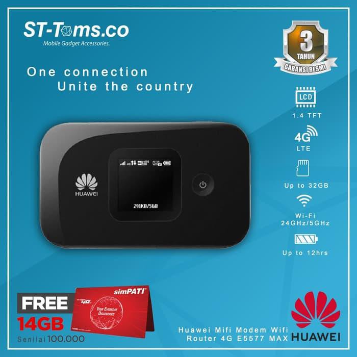 Dijual Huawei Mifi Modem Wifi Router 4G E5577 MAX Free Telkomsel 14Gb 2bln BK Limited