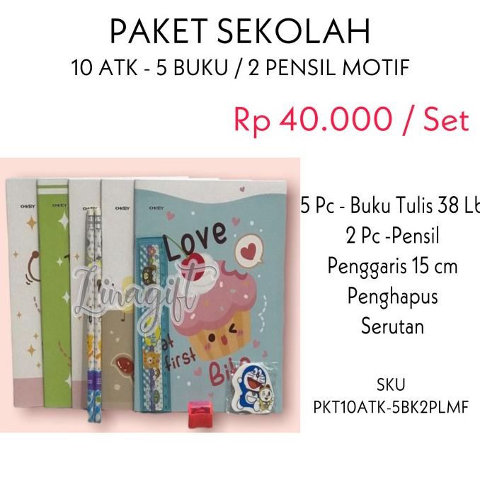 

Paket alat tulis sekolah lengkap isi 5 buku
