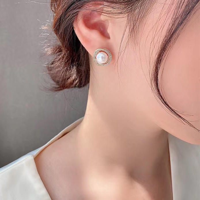 Anting Berlian Mutiara Gaya Korea Untuk Wanita