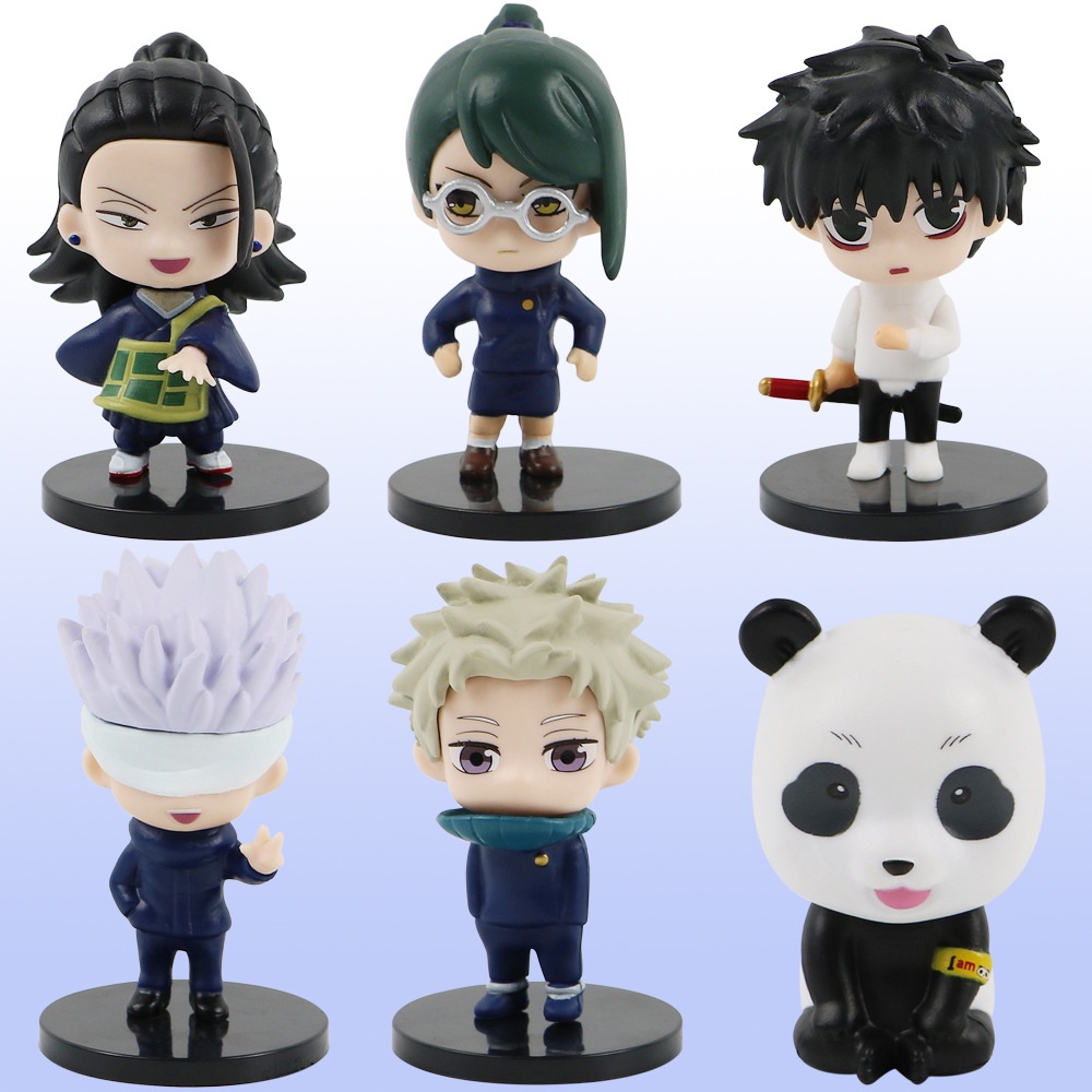 6pcs / set Action Figure Anime Jujutsu Kaisen Itadori Yuji Fushiguro Megumi Q ver Ornamen Action Figure Model Anak Untuk Desktop