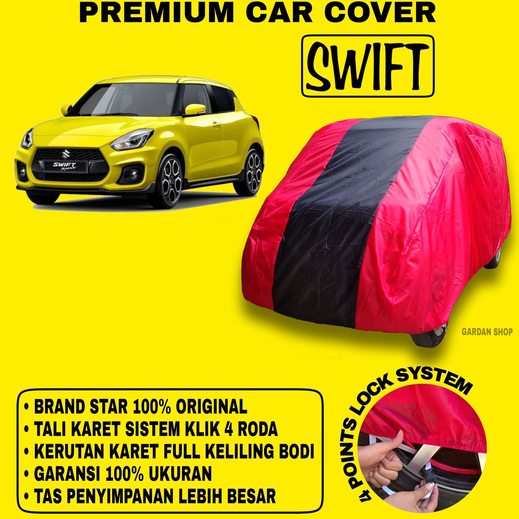 Body Cover SWIFT MERAH HITAM Penutup Bodi Mobil Swift Waterproof PREMIUM