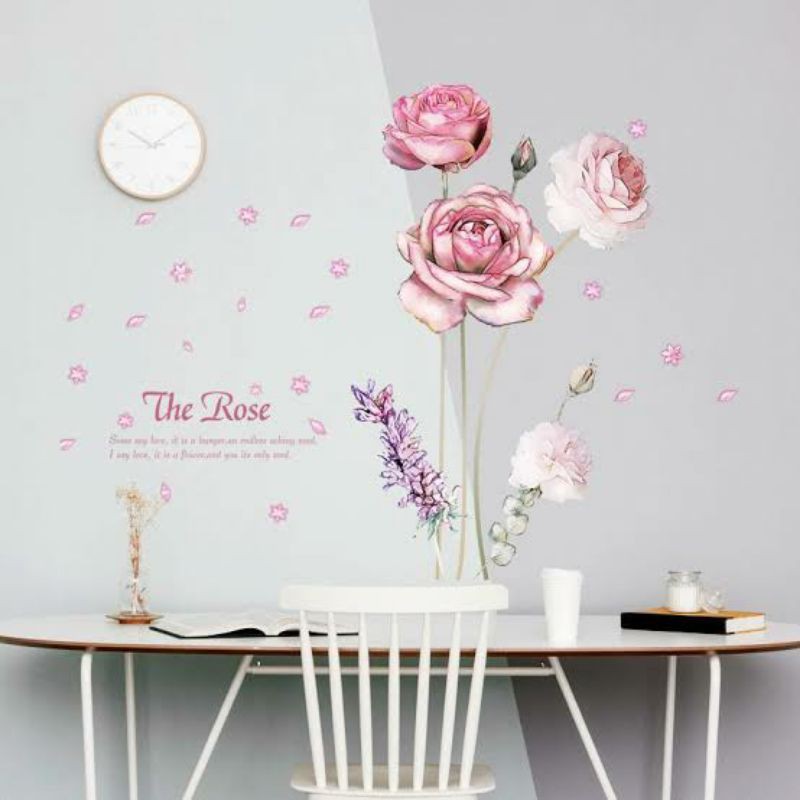 Wallsticker Bunga Mawar Pink / SK9284