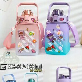 Botol Air Minum Viral Gemoy Kotak 1,5Liter + Sticker