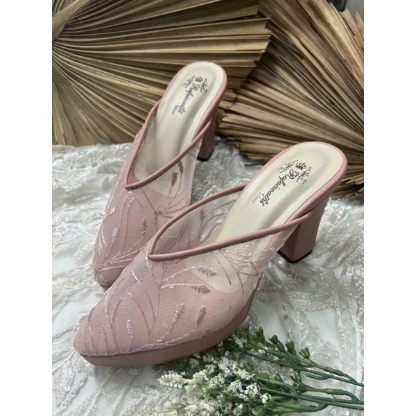 sepatu wanita wedding johana dustypink 9cm tahu