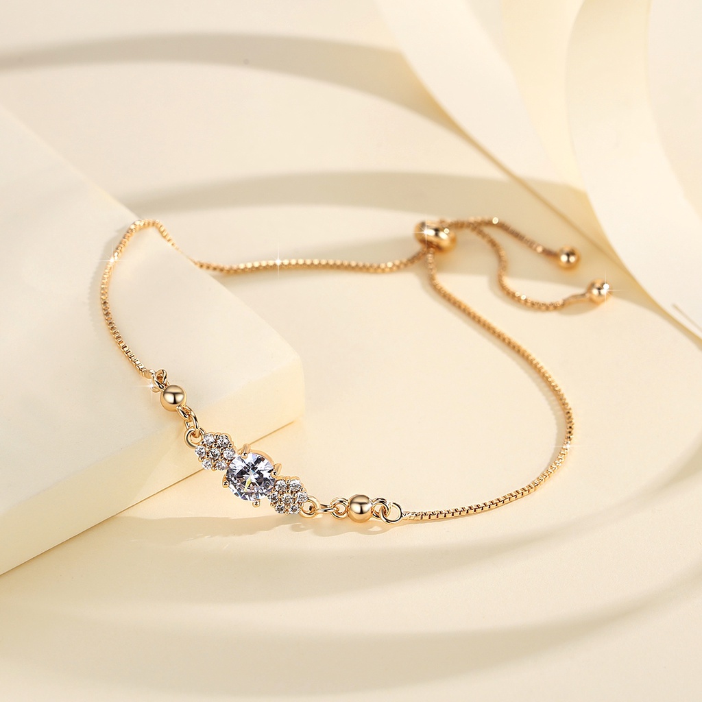 Y740 [COD✔]Gelang Serut Berlian Fashion Wanita Gelang Rantai Titanium Wanita Impor