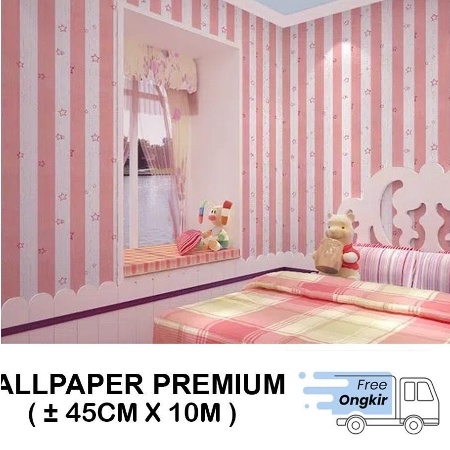 Wallpaper Salur Pink Bintang-Bintang Panjang 8 M, 1 roll