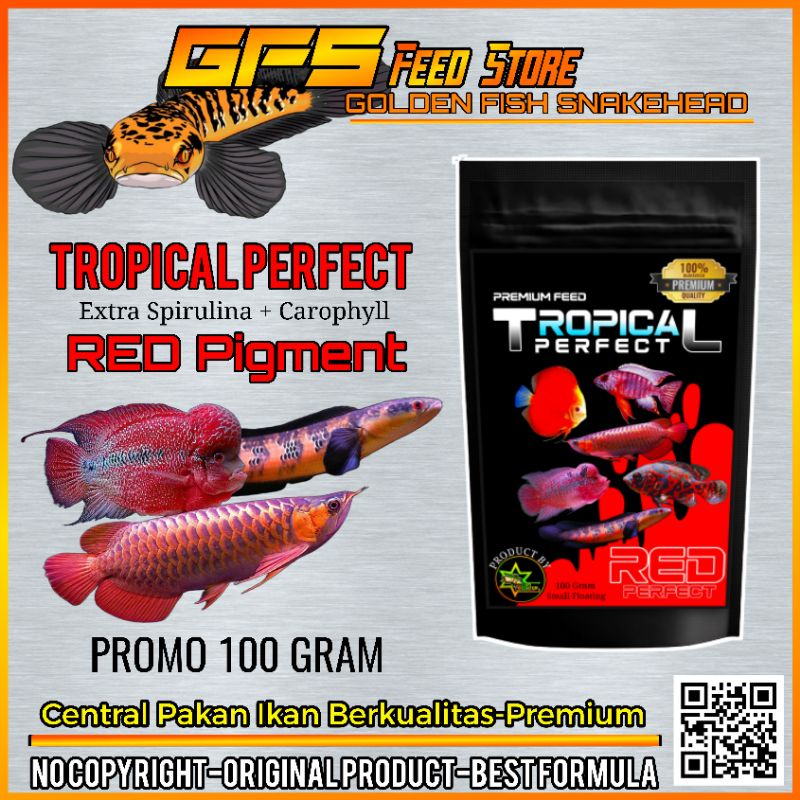 Tropical perfect red pelet ikan red pigment 100 gram