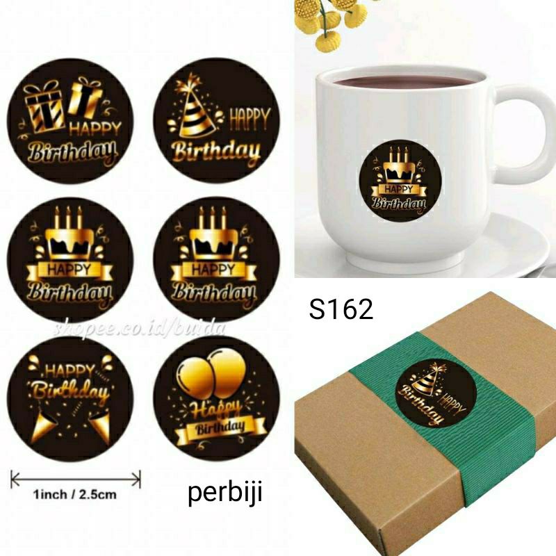 Stiker Sticker Happy Birthday Segel Kemasan Label Ucapan Selamat ulang tahun ultah ulangtahun kado gift box dus hampers dekorasi kartu ucapan hangtag topper kue tart parcel bingkisan souvenir hadiah-S 162