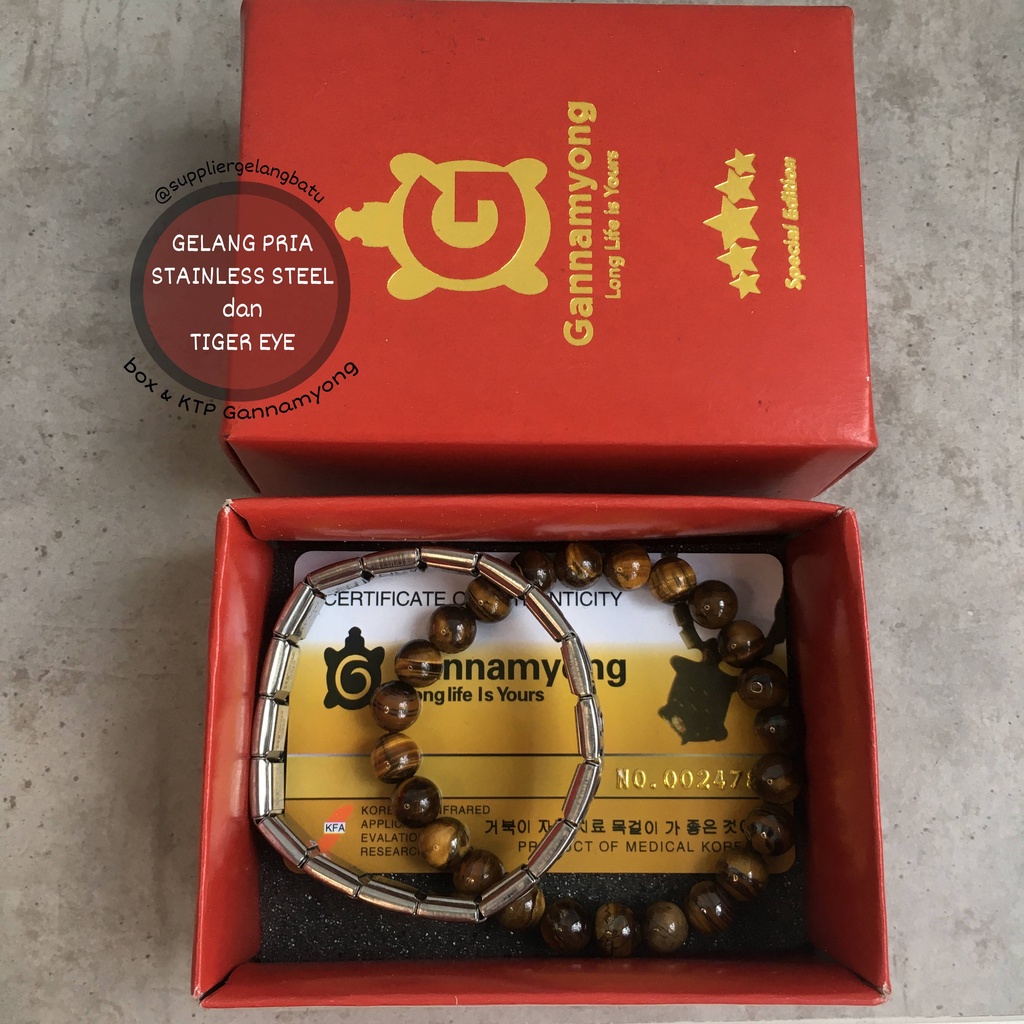 TIGER EYE dan STAINLESS STEEL 316L gelang GANNAMYONG SPECIAL natural