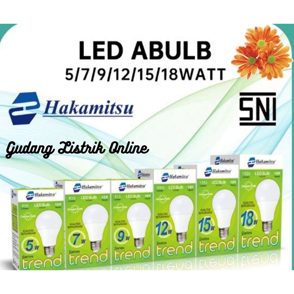 Lampu Hakamitsu Trend 5w 7w 9w 12w 15w 18w / Lampu Led Bulb / Lampu Putih / LED ABulb Lampu MURAH GROSIR