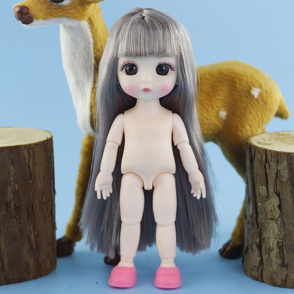 Nickolas1 BJD Boneka Putri Cantik DIY Mainan Anak Perempuan Boneka 3D Mata Bola Bersambung Rambut Panjang1/12 Doll