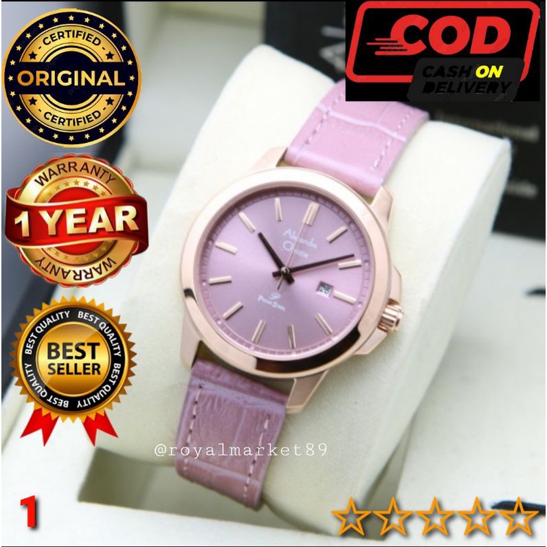 [PILIHAN WARNA GESER FOTONYA] ORI JAM TANGAN WANITA ALEXANDRE CHRISTIE KULIT CEWEK AC 1017 CRISTIE