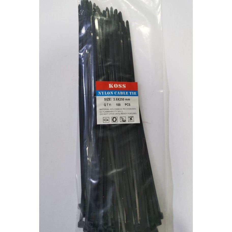 kabel Ties / Cable Ties Hitam 3.6 x 250 Hitam Putih