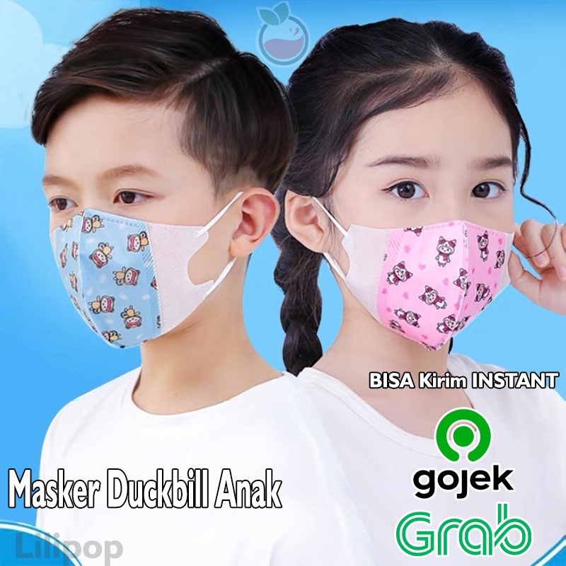 Masker Duckbill Anak KN95 Karakter Isi 10 pcs 3ply Earloop 2-8 Tahun Murah