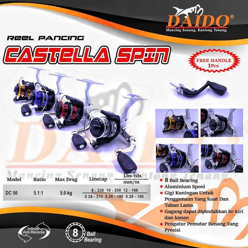 REEL DAIDO CASTELLA SPIN 8 BEARING UKURAN 50 DC-50