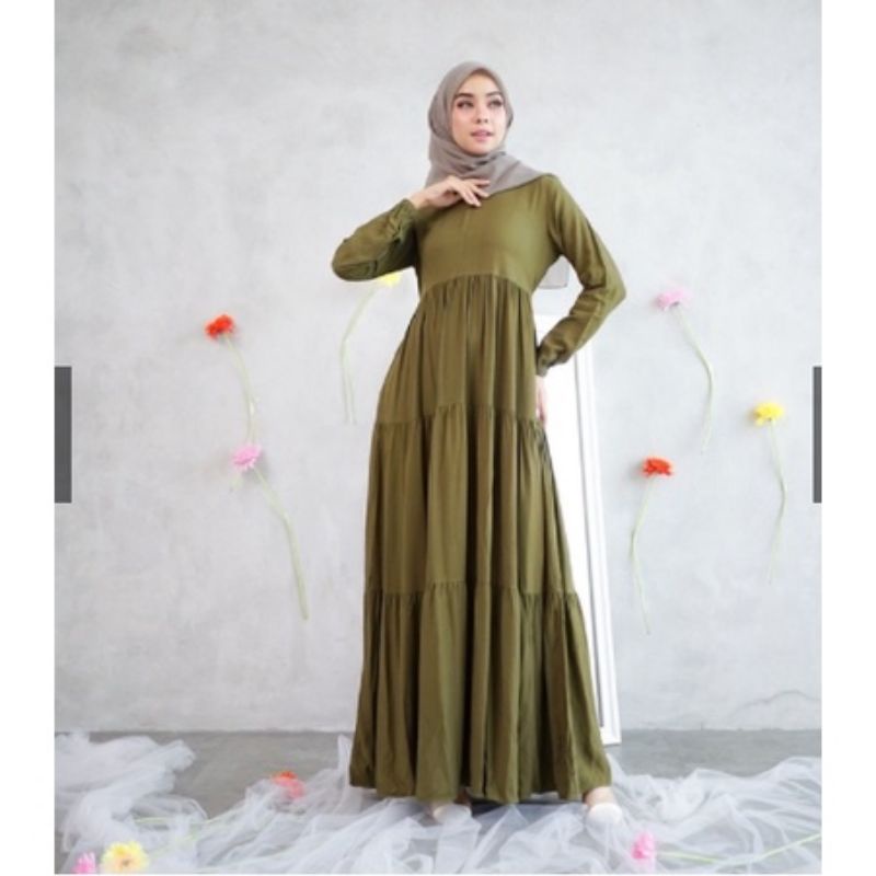 Gamis Jumbo / Dress Muslim wanita / Maxy dress muslim / Gamis Wanita busui friendly-Dress polos army
