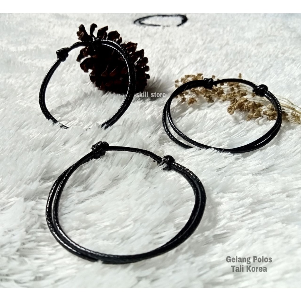 Gelang Polos Hitam Tali Korea (water proof)