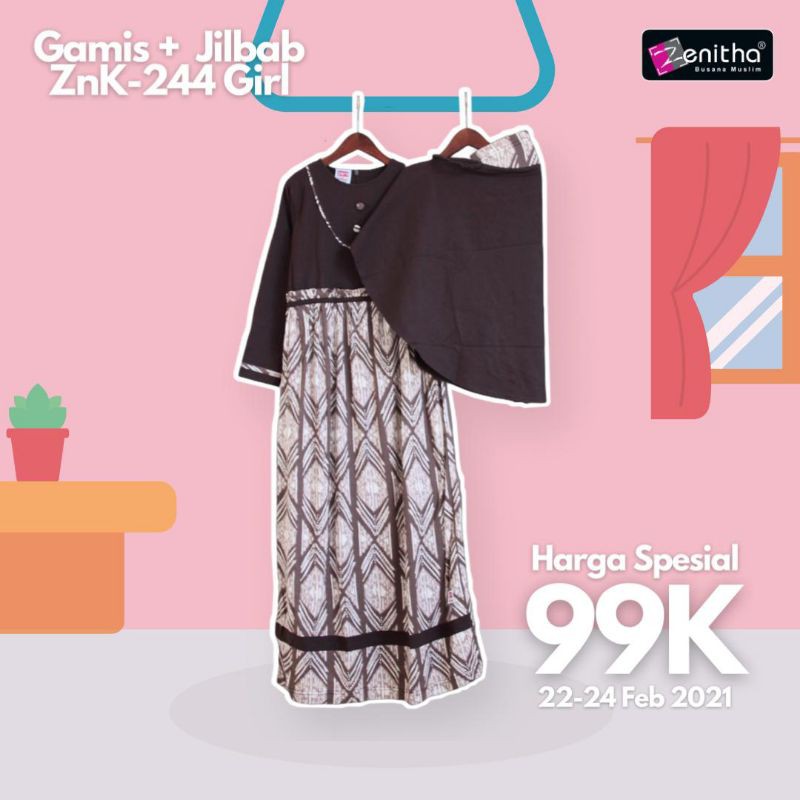 gamis anak ZNK 244 Coklat