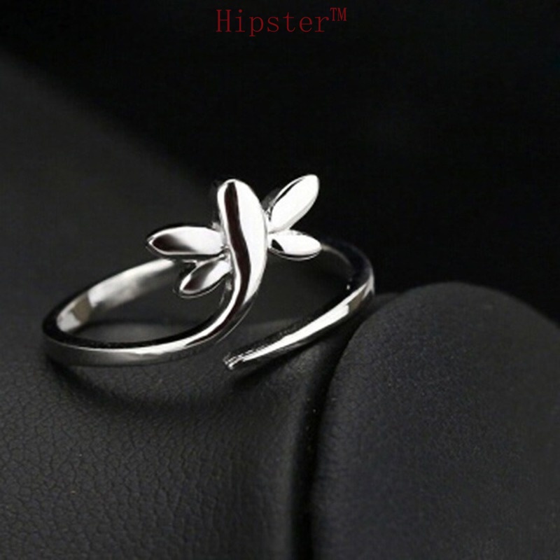 Hot Sale Simple and Fresh Personalized White Gold Color Dragonfly Ring for Women