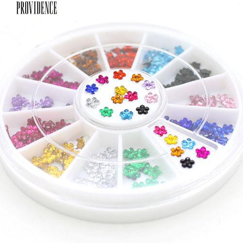 [Bayar Di Tempat] Multi-Warna Glitters Rhinestones Bunga Studs Manicure Wheel Nail Art Dekorasi