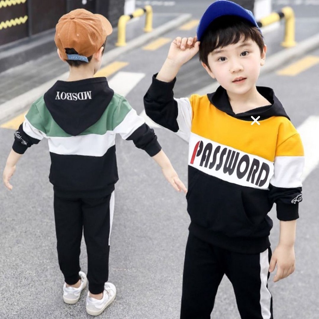 HappyOliver PASSWORD MDSBOY Hoodie Setelan Sweater 1 - 7 Tahun Baju Anak BerKualitas