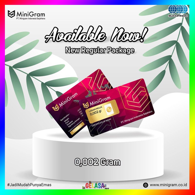 Gelasa Distributor Agen Resmi MINIGRAM Logam Mulia Emas Murni 24k Sertifikat Resmi 0.002 gram