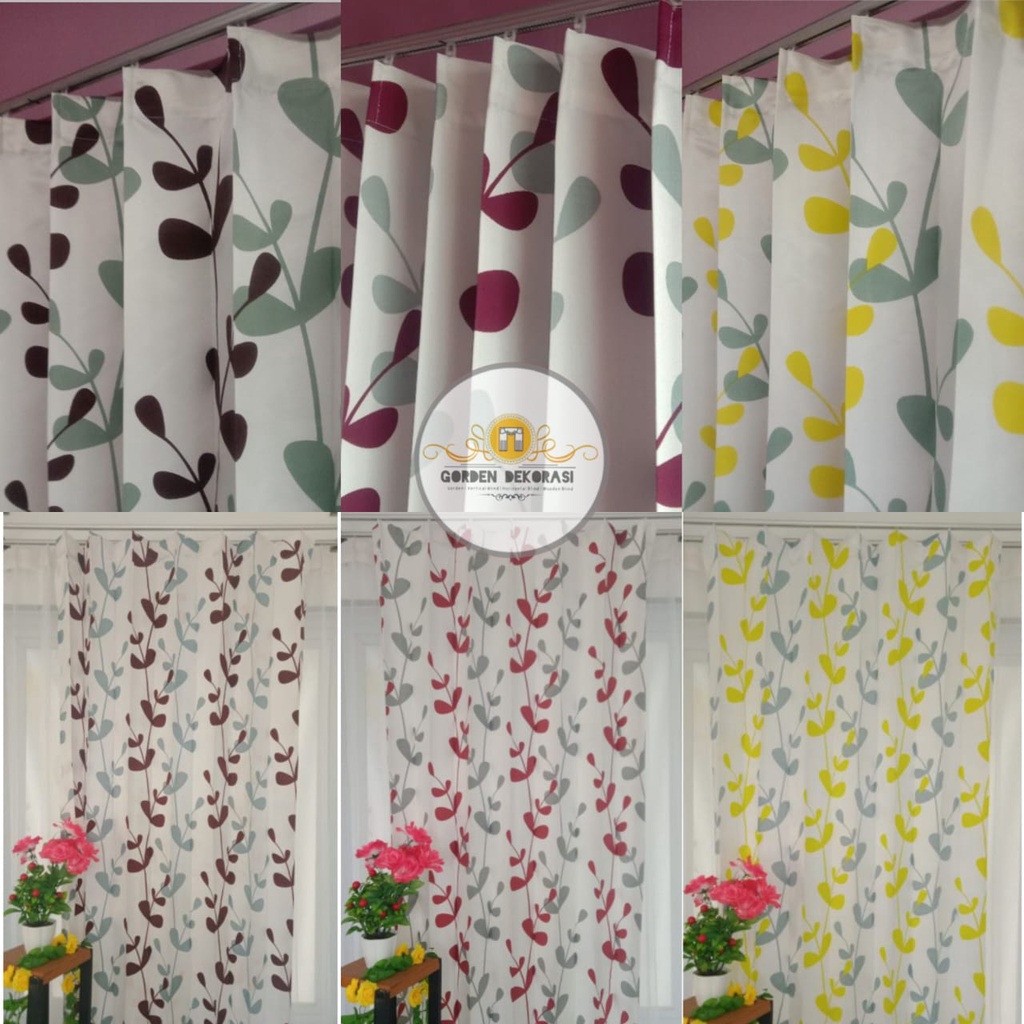 Hordeng Jendela Gorden Minimalis Blackout Bridal Montero Coklat Merah Hijau Pink Abu Kuning Coklat T