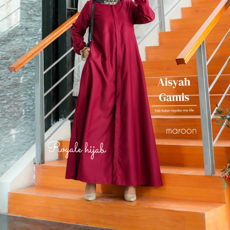 Aisyah|gamis s-xxxl polos|gamis toyobo|gamis busui|gamis abaya|ori royale