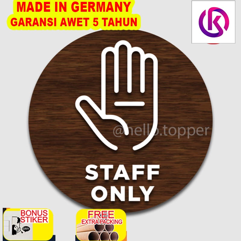 

Murah Sign Staff Only Kayu Modern Bulat 20cm | Sign Board Staff Only