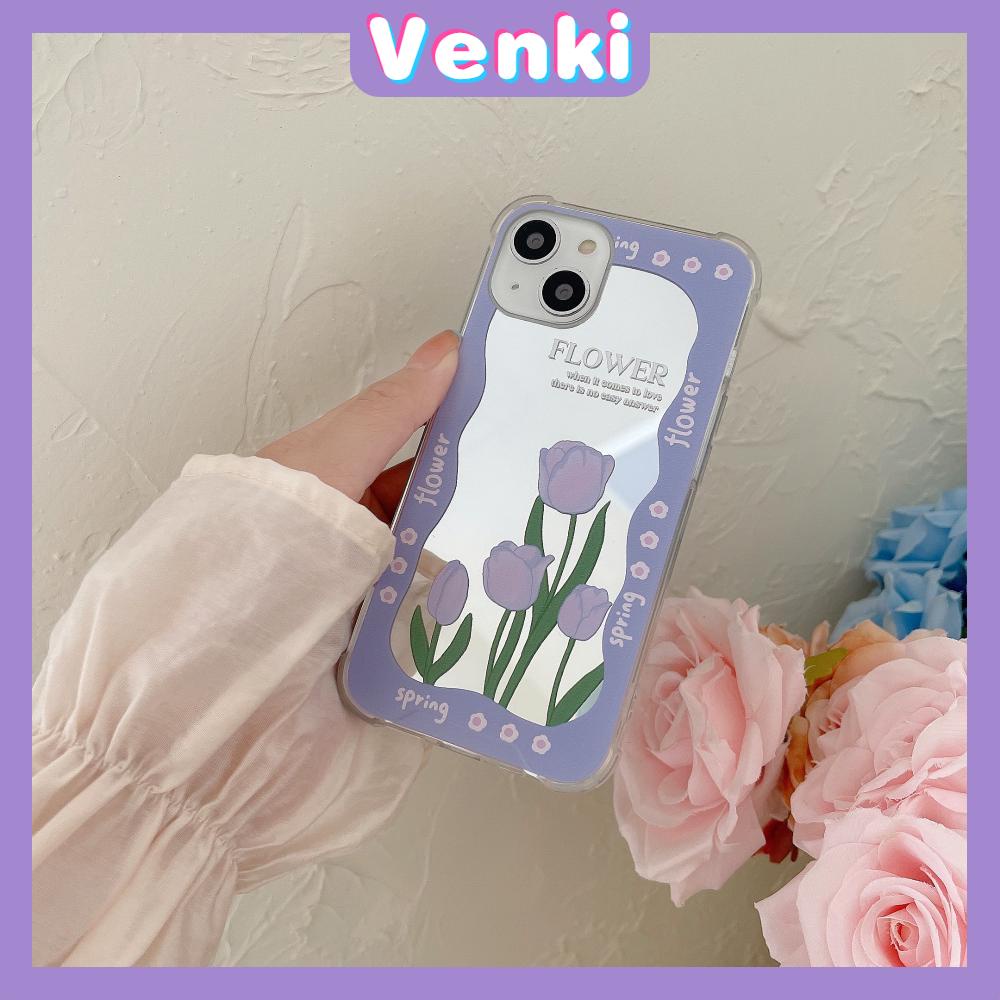 iPhone Case Acrylic HD Mirror Airbag Shockproof Protection Camera Cute Line Purple Rose Flowers Compatible For iPhone 11 iPhone 13 Pro Max iPhone 12 Pro Max iPhone 7 Plus iPhone xr