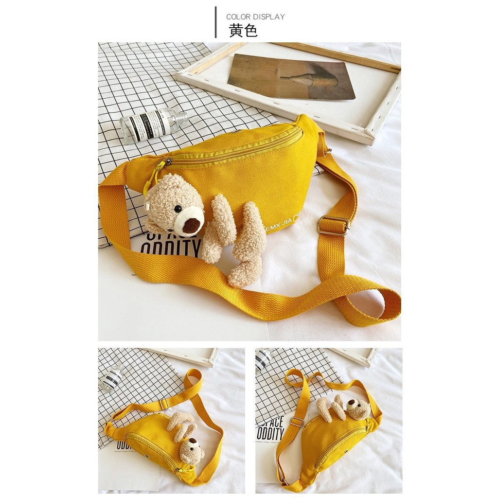 TM-26 tas sling bag pinggang kecil wanita import korea jepang simple boneka beruang bear