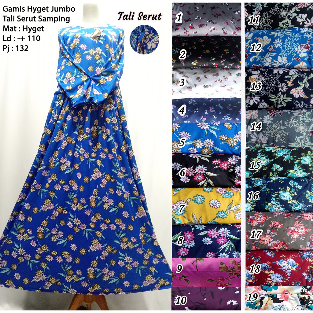 Gamis Hyget Jumbo,Tali Serut Samping Non Busui Terlaris