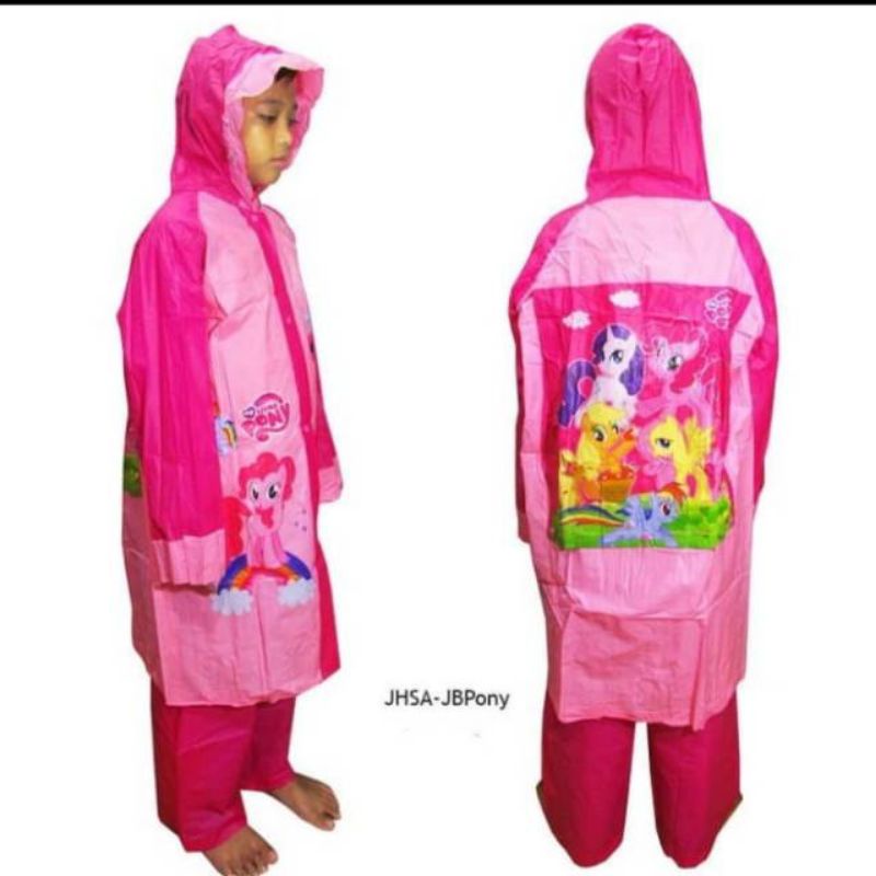 jas hujan anak setelan celana karakter little pony spiderman  frozen l pony avenger ada tempat tas