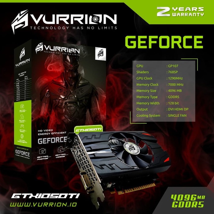 VGA VURRION GTX1050TI DDR5 4GB 128BIT